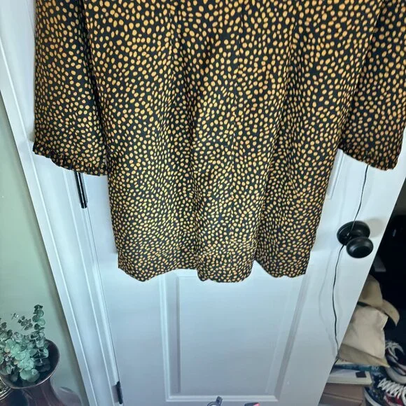 EUC J. Crew Factory Women's Size 6 Gold Dotted Black Dress Animal print - Picture 12 of 13